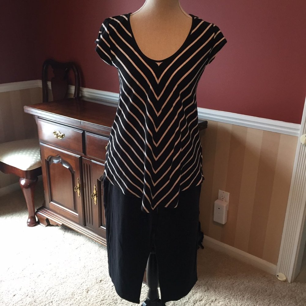 Anne Klein 2 pc PJ Set Black & White Size Small